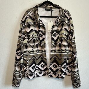 WESC Unisex Cord Trucker Light Blanket Shacket Tribal Boho Southwestern Large